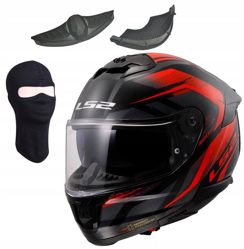 LS2 FF808 Stream II Fury Black Red integrálna športová prilba s blendou S