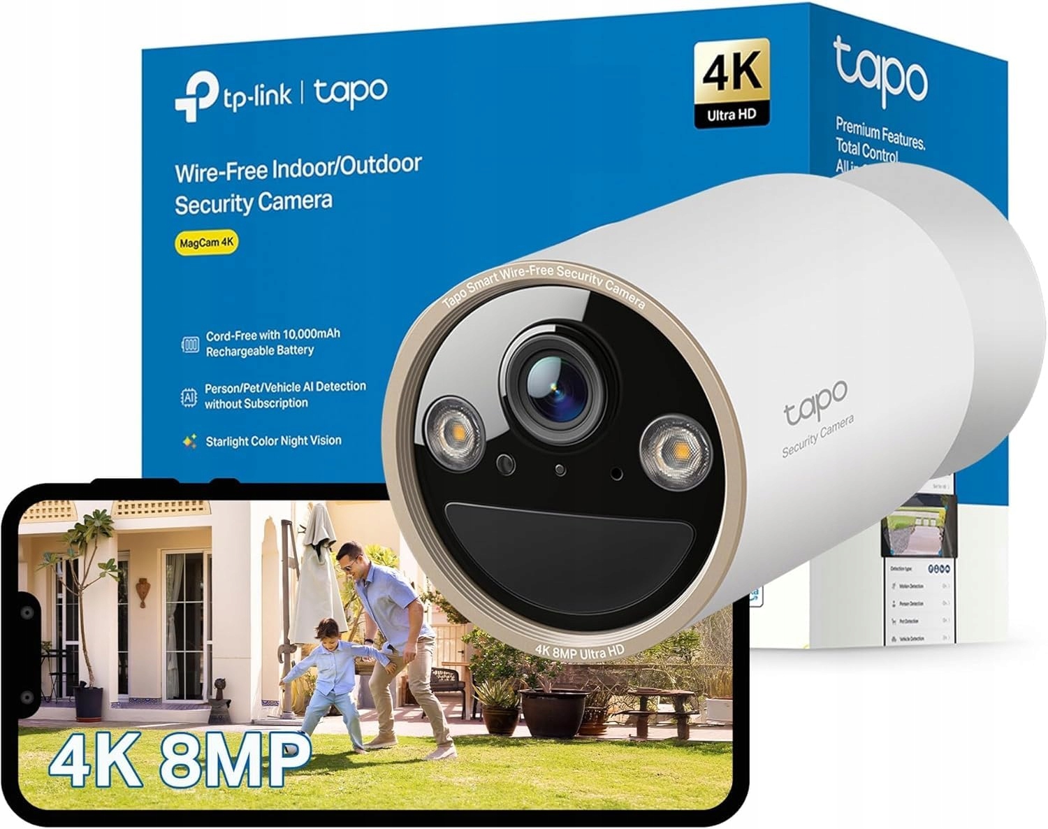 Tapo C460 4K 8MP venkovní bezpečnostní kamera baterie noční vidění