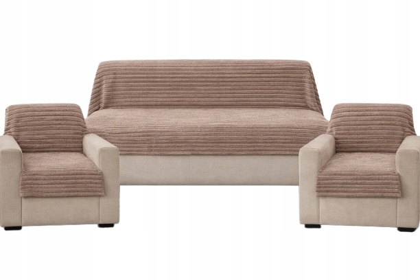 Komplet narzut Verona jasny brąz Plusz 160x210 Na Sofe 2x 70x160