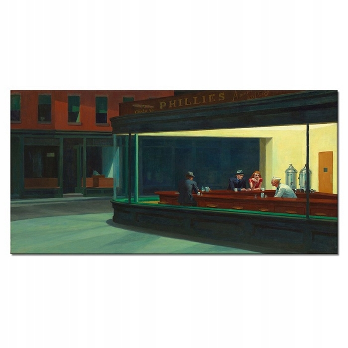 obraz Edward Hopper Nighthawks Nocne Marki 40x80cm