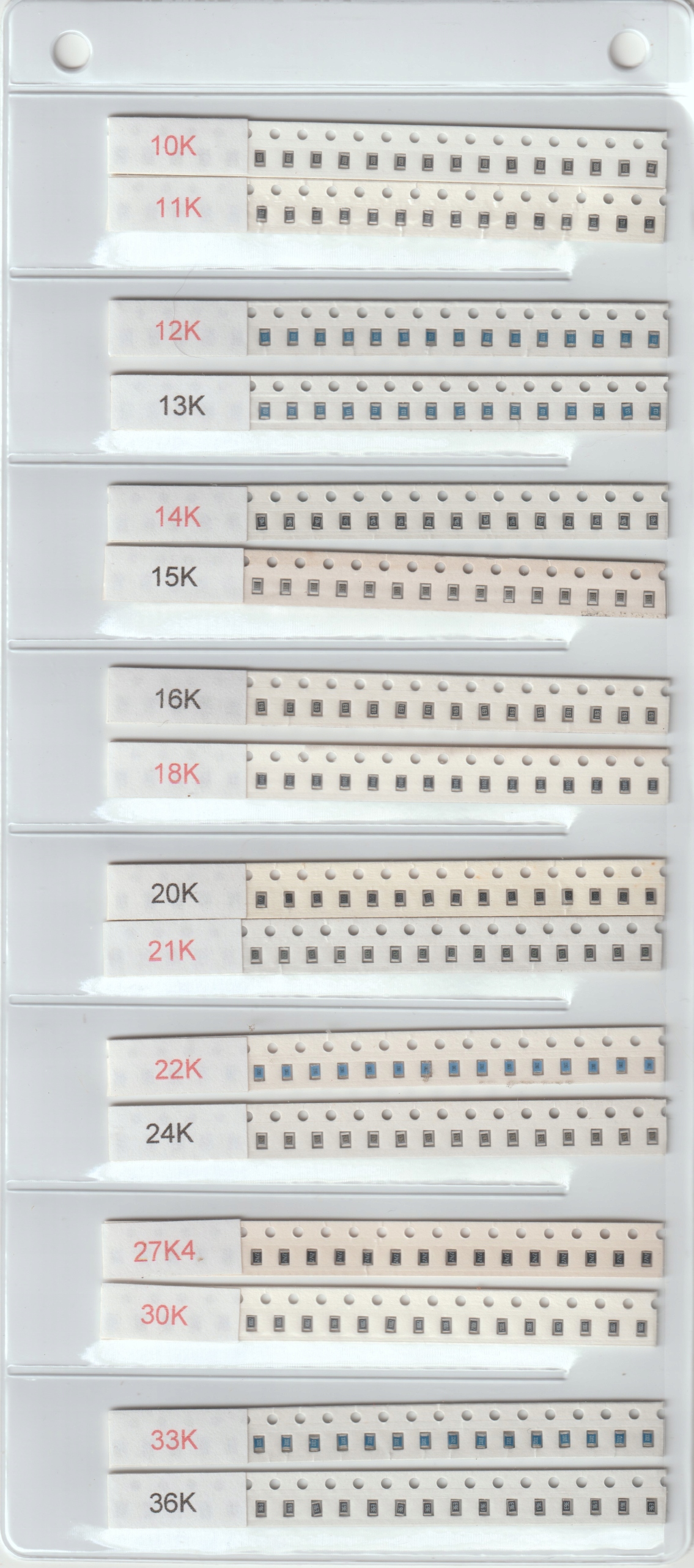 [640szt] Zestaw Rezystorów Smd 0805 10K-91K Szereg E-24 8