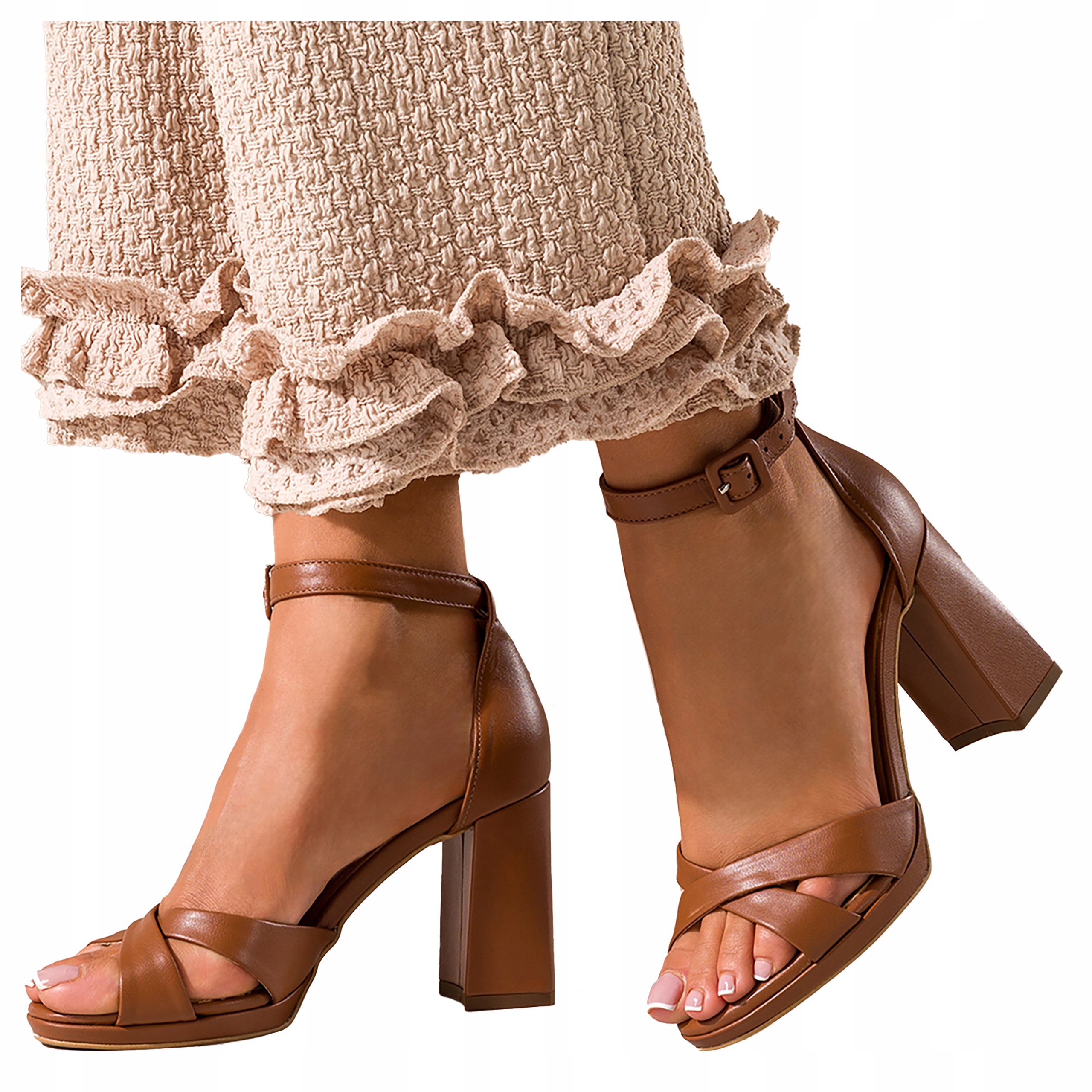 Dámské kožené Sandály Elegantní Pohodlné Na Sloupku Produkt Polský vel. 37