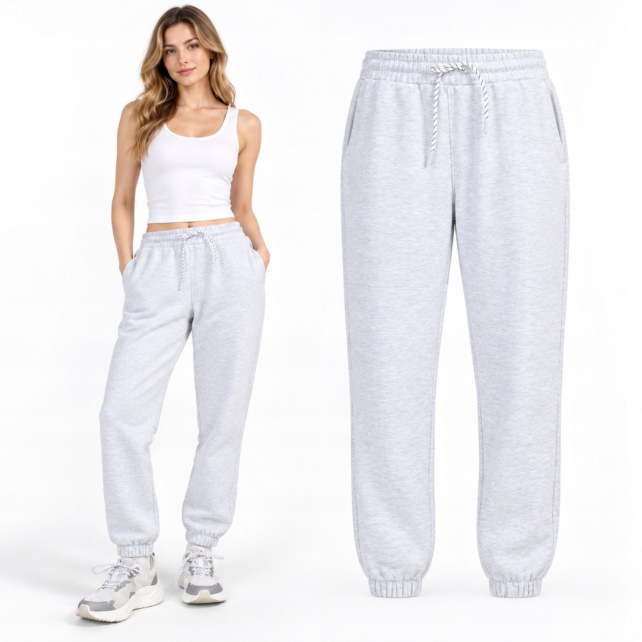 Dámské teplákové kalhoty 4F Joggery Bavlněné Šedé Melanž Plus Size 3XL