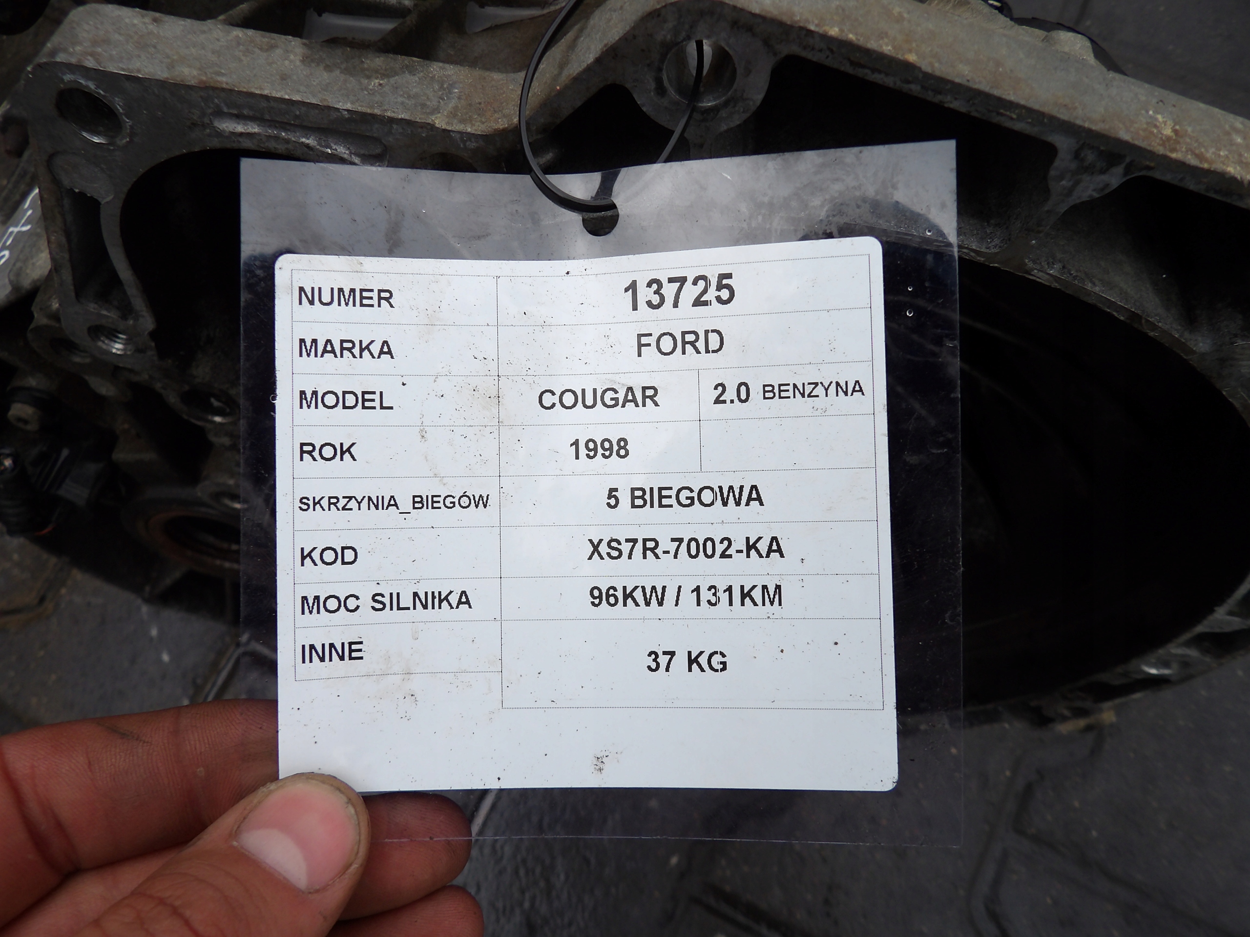 Ford Cougar 2,0B 96KW 131KM CAMBIO XS7R-7002-KA