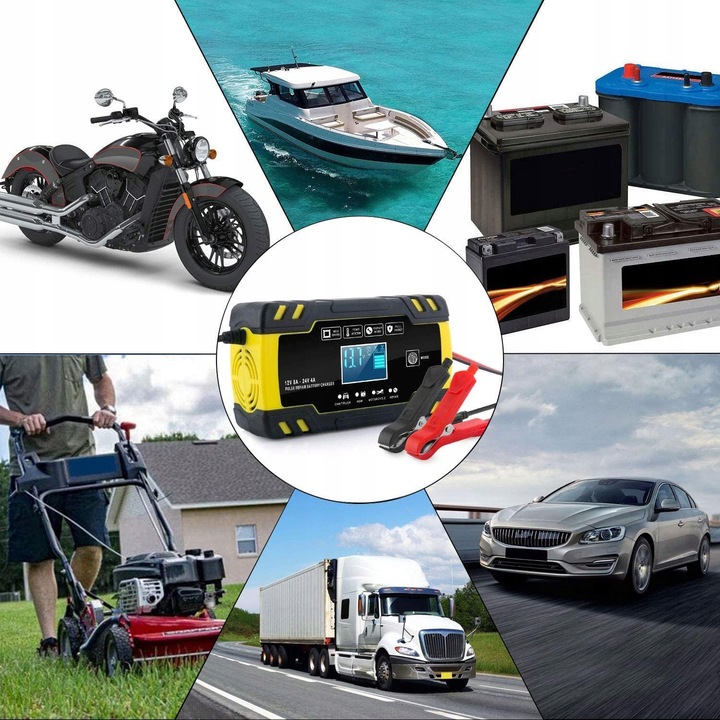 Prostownik samochodowy do akumulatorów 12v 24v lcd Marka inna