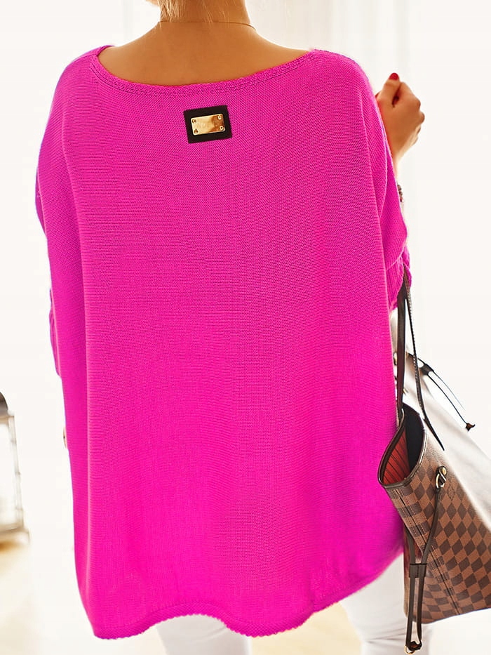 Velký oversize svetr plus size Nobis neonově růžový