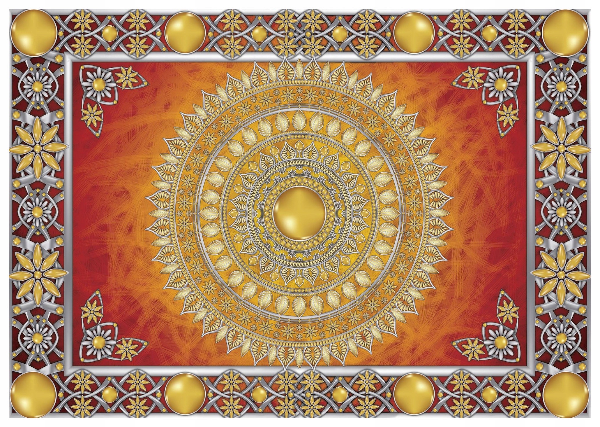 Fototapeta Mandala Zlatý Ovál Boho 254x184 vinylová geometrická lepidlo