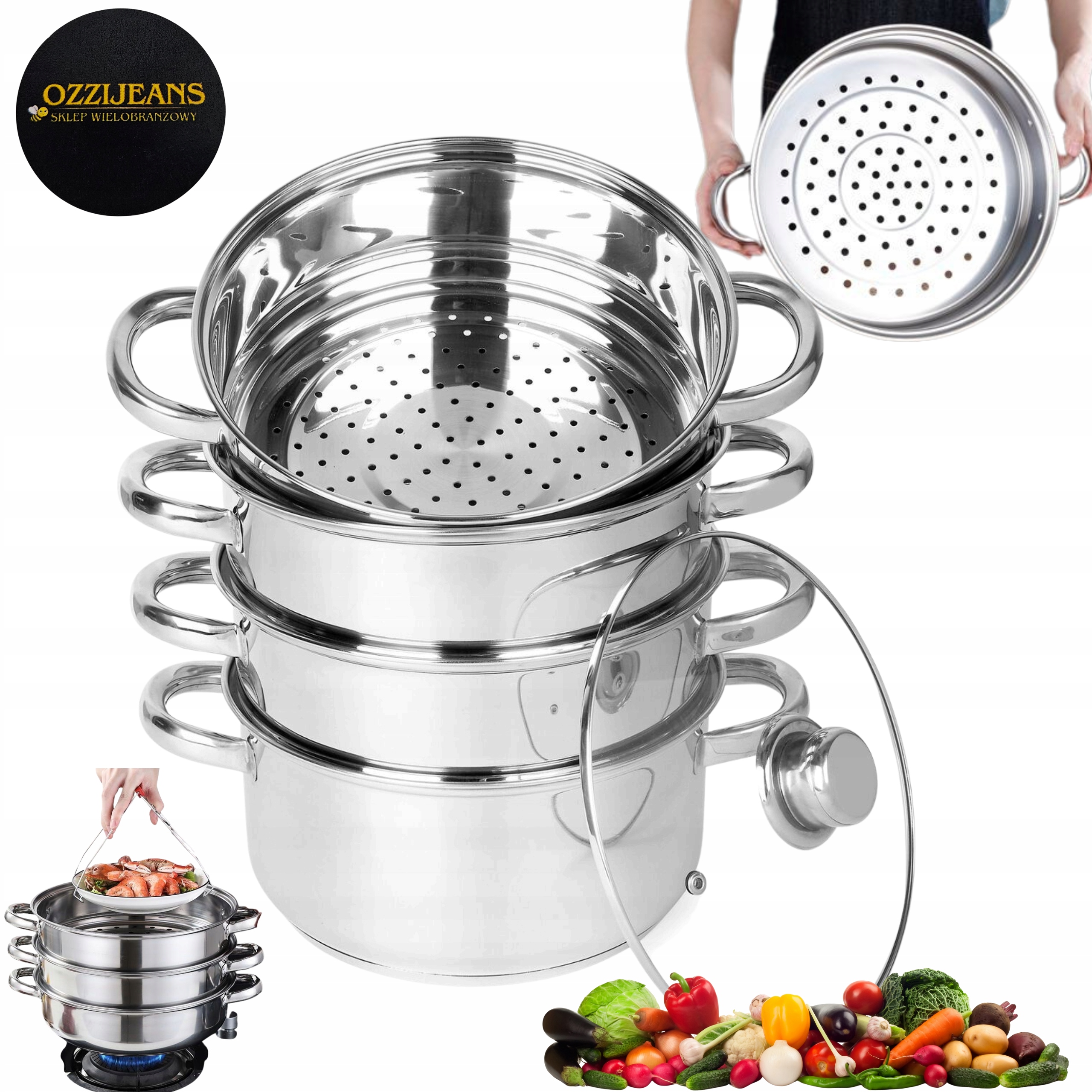 Hrnec Indukční Plyn Z Nerezové Oceli Pro Vaření V Páře, Sada 5 Kusů.