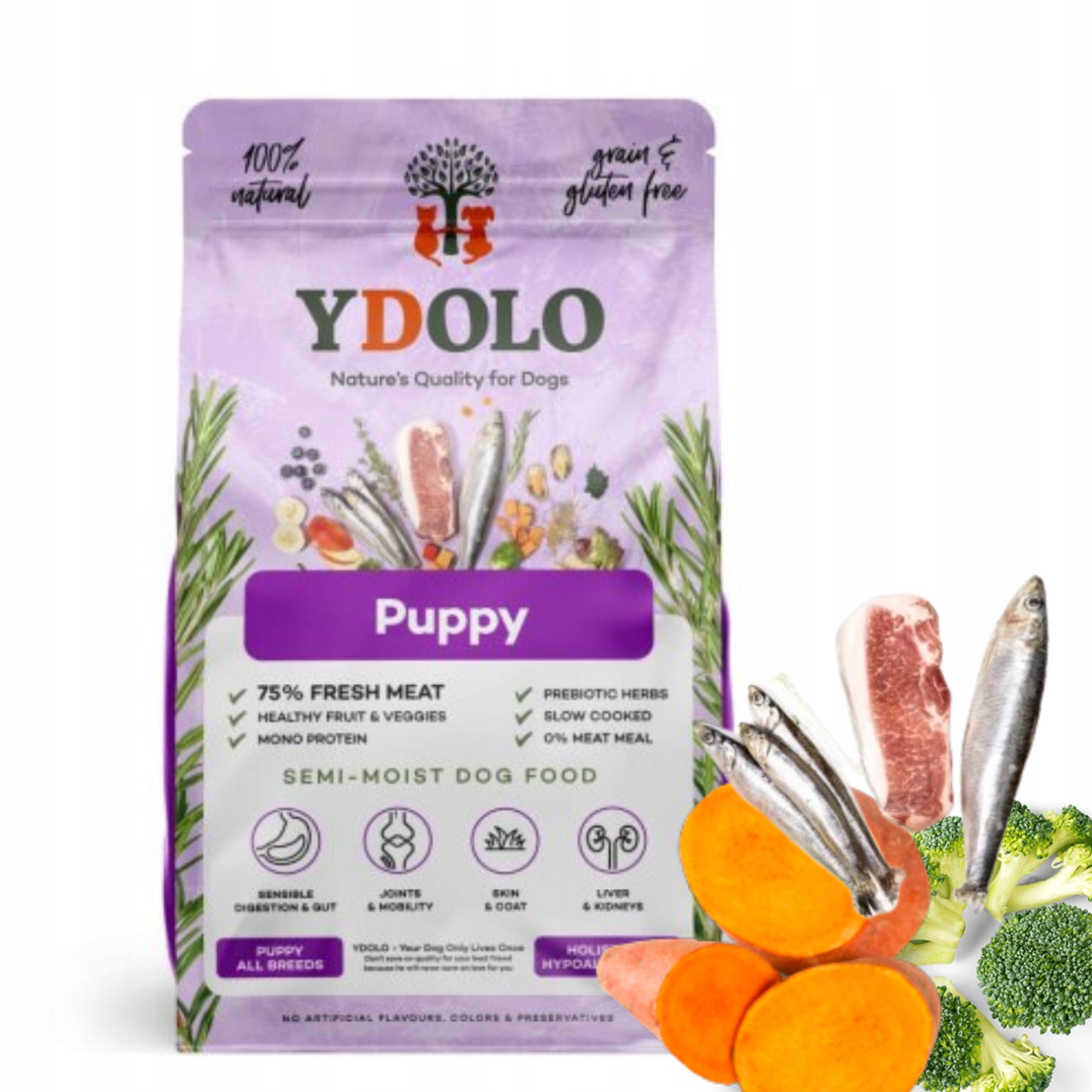 Levně Ydolo Puppy Vepřové maso Iberico a Ryby Krmivo Polovlhké Štěně – 10 kg