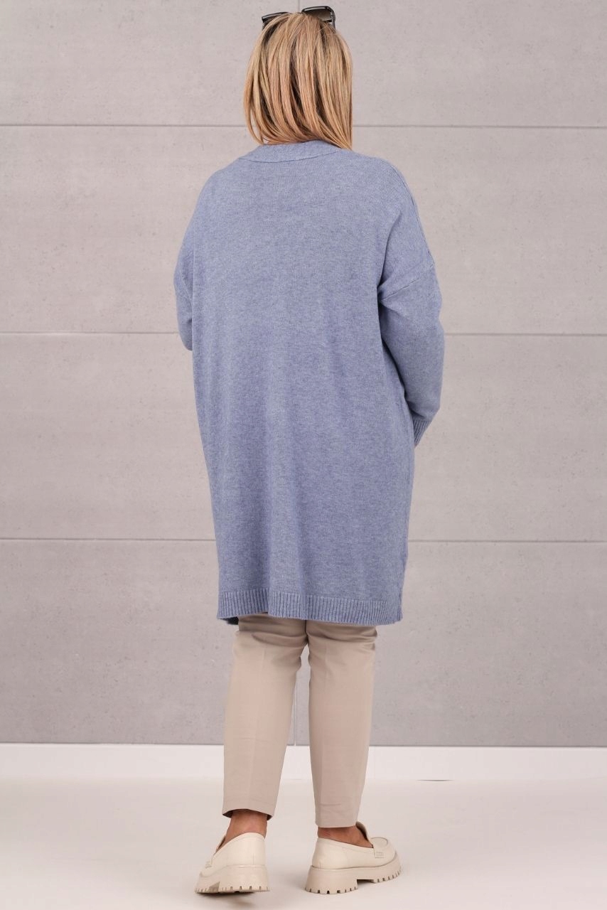 MODNY KARDIGAN DUŻE ROZMIARY LUŹNY DŁUGI OVERSIZE SWETER ELEGANCKI PROSTY Linia plus size (duże rozmiary)