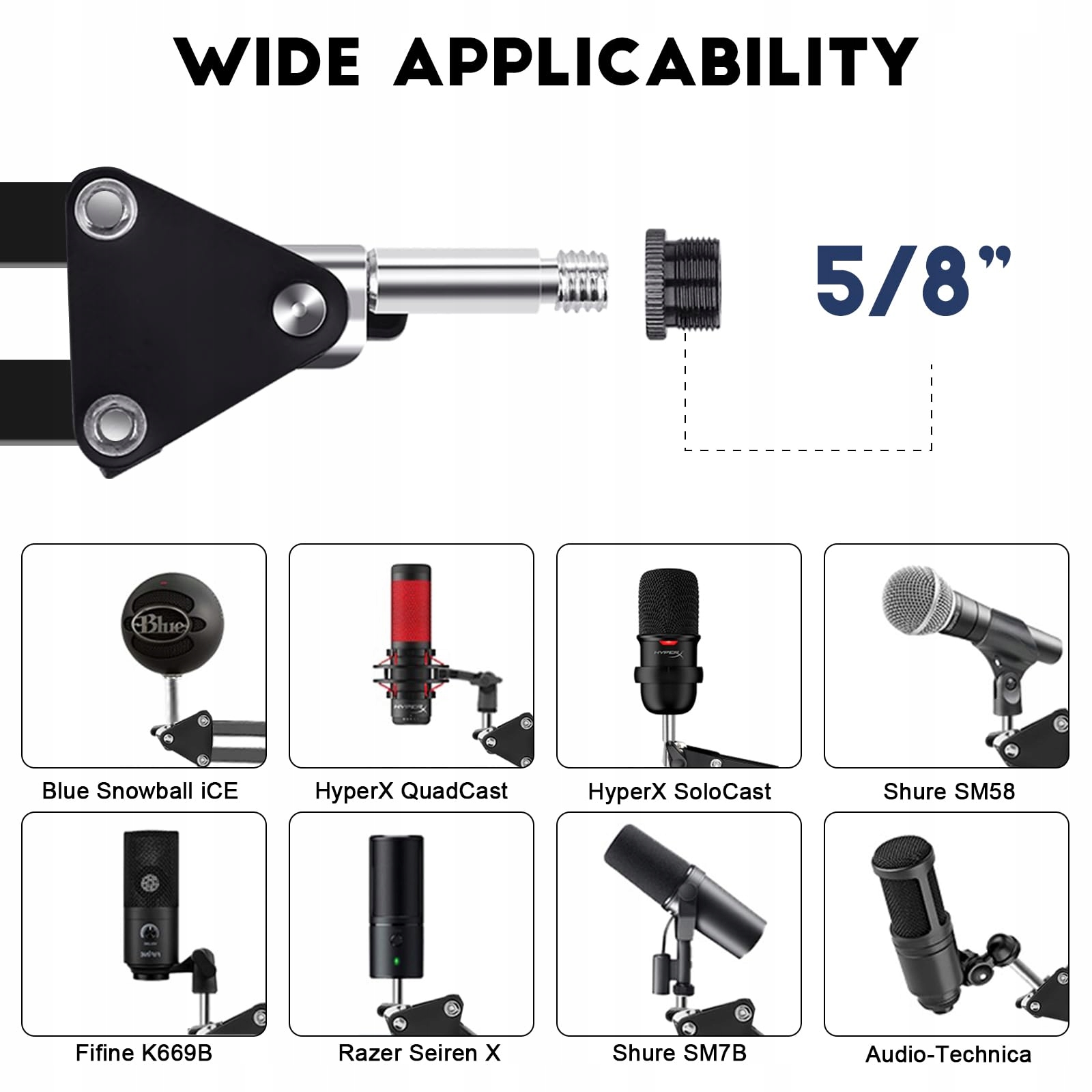 AOKEO AK-35 Statyw Mikrofonowy Do Blue Yeti Snowball HyperX Elgato Studio — miniatura 4