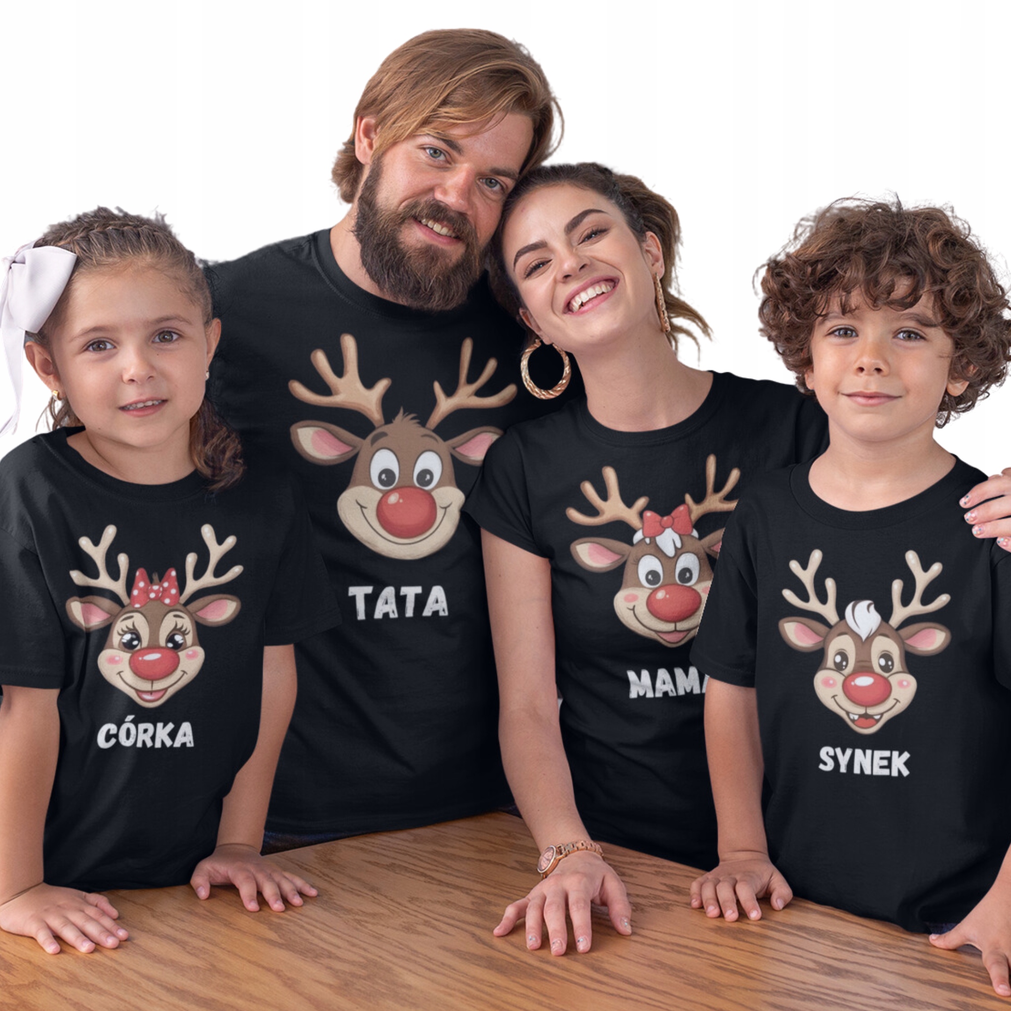 Vánoční trička Sada pro rodinu 2+2 k svátku Sob Rudolf Jména