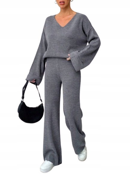 Shein Šedý Dámský Komplet S Volným Svetrem A Kalhotami 1KB