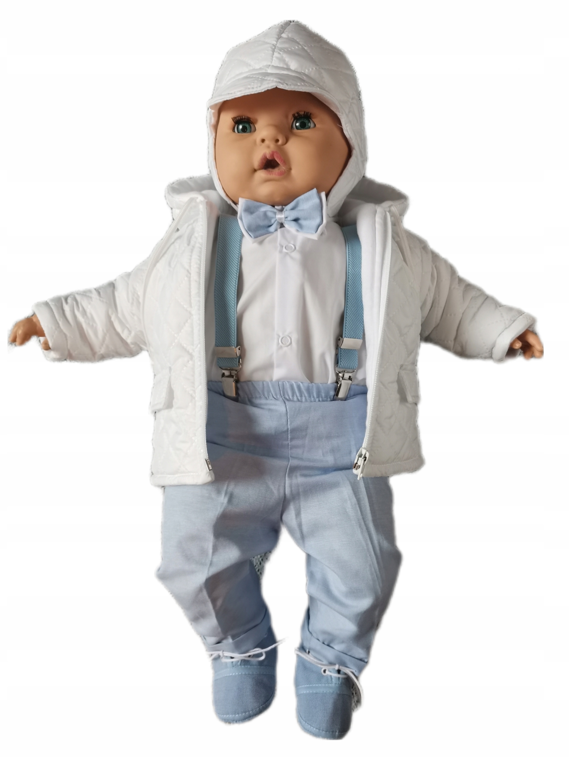 KOMPLET DO CHRZTU ubranko WIOSNA KURTKA garnitu 80