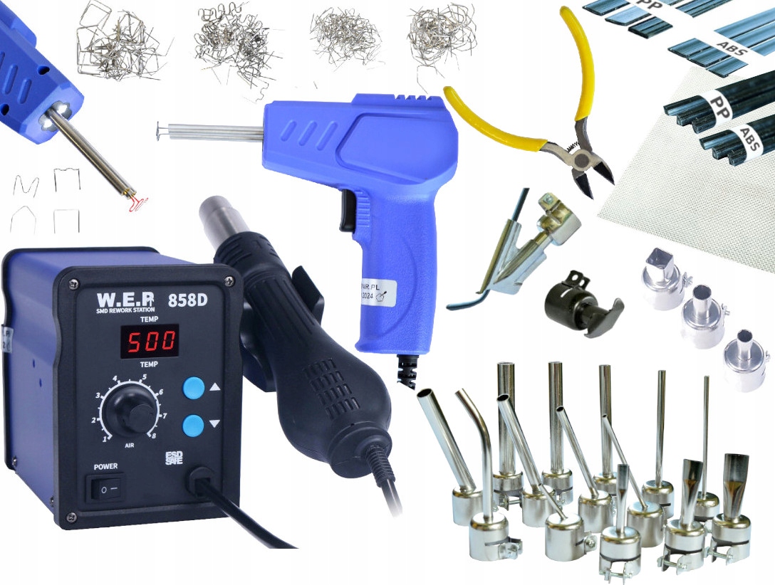 ZSZYWACZ PLASTIKU ZSZYWARKA SPAWARKA WEP 858D +Zestaw Tworzywo Siatka Dysze