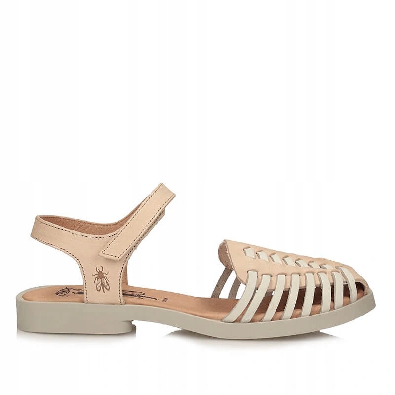 Dámské sandály Fly London AVAN406FLY Natural/white béžové bílé na suchý zip