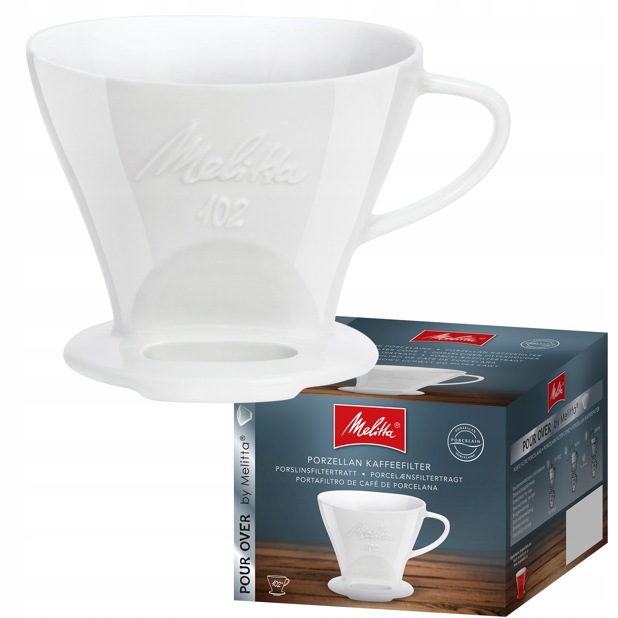 Dripper Melitta 102 1x2 Porcelanowy Premium Drip zaparzacz filtr kawy Biały