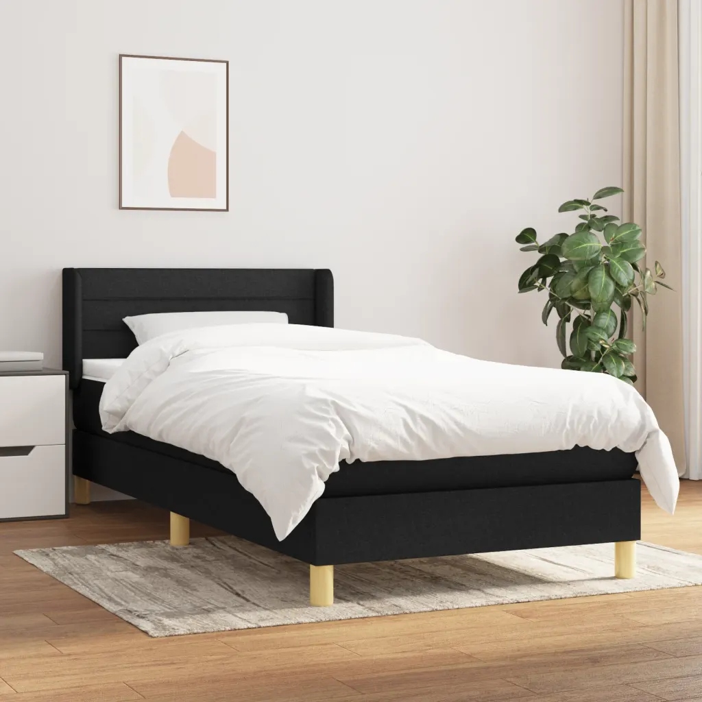 Box spring postel s matrací černá 80 x 200 cm textil Černý 3130307