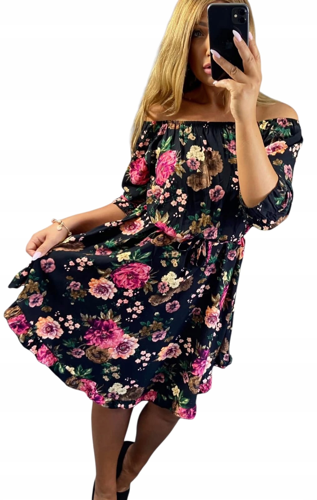 V607 Šaty Španělské Květiny K4 vel. 44 (2XL)