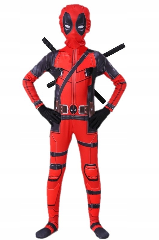 STRÓJ PRZEBRANIE KOSTIUM DEADPOOL 2 MIECZE DLA DZIECI BAL KARNAWAŁ 110/116 Rozmiar 110-116