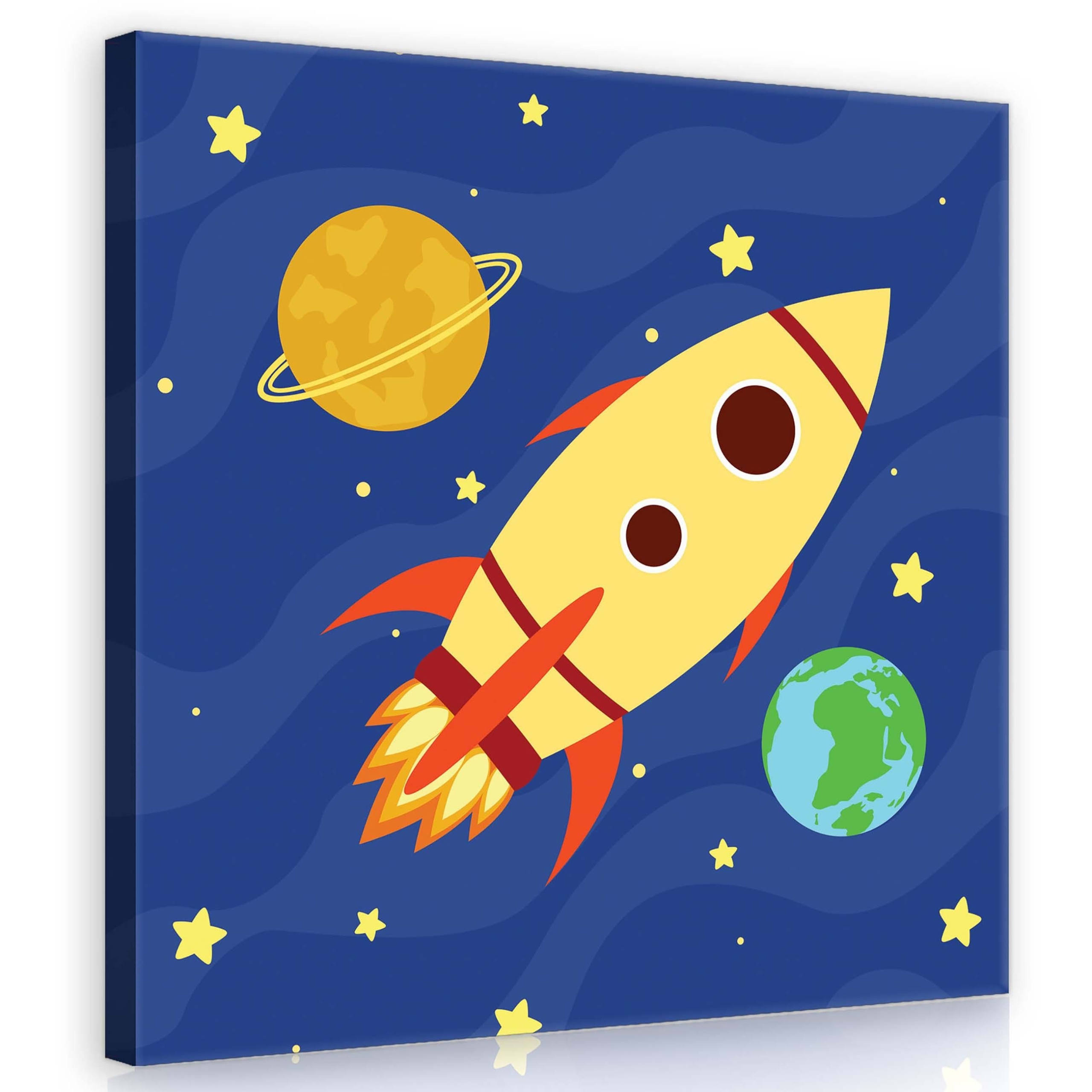 Obraz 80x80 Vesmír raketa planety hvězdy ilustrace pro děti dobrodružství