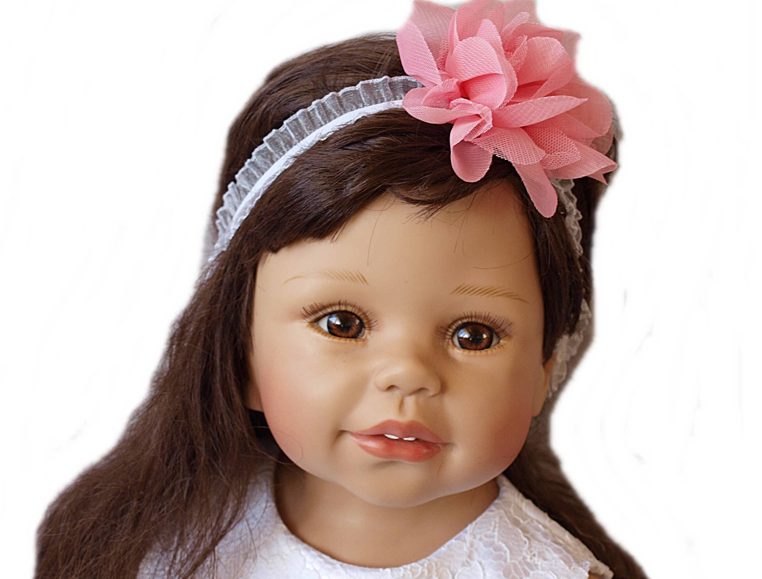 BIAŁA OPASKA NA CHRZEST Z KWIATEM 74/80