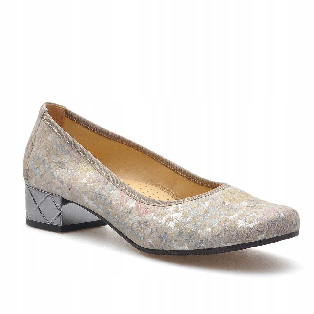 Boty Galant 162 Béžové květy semiš 36