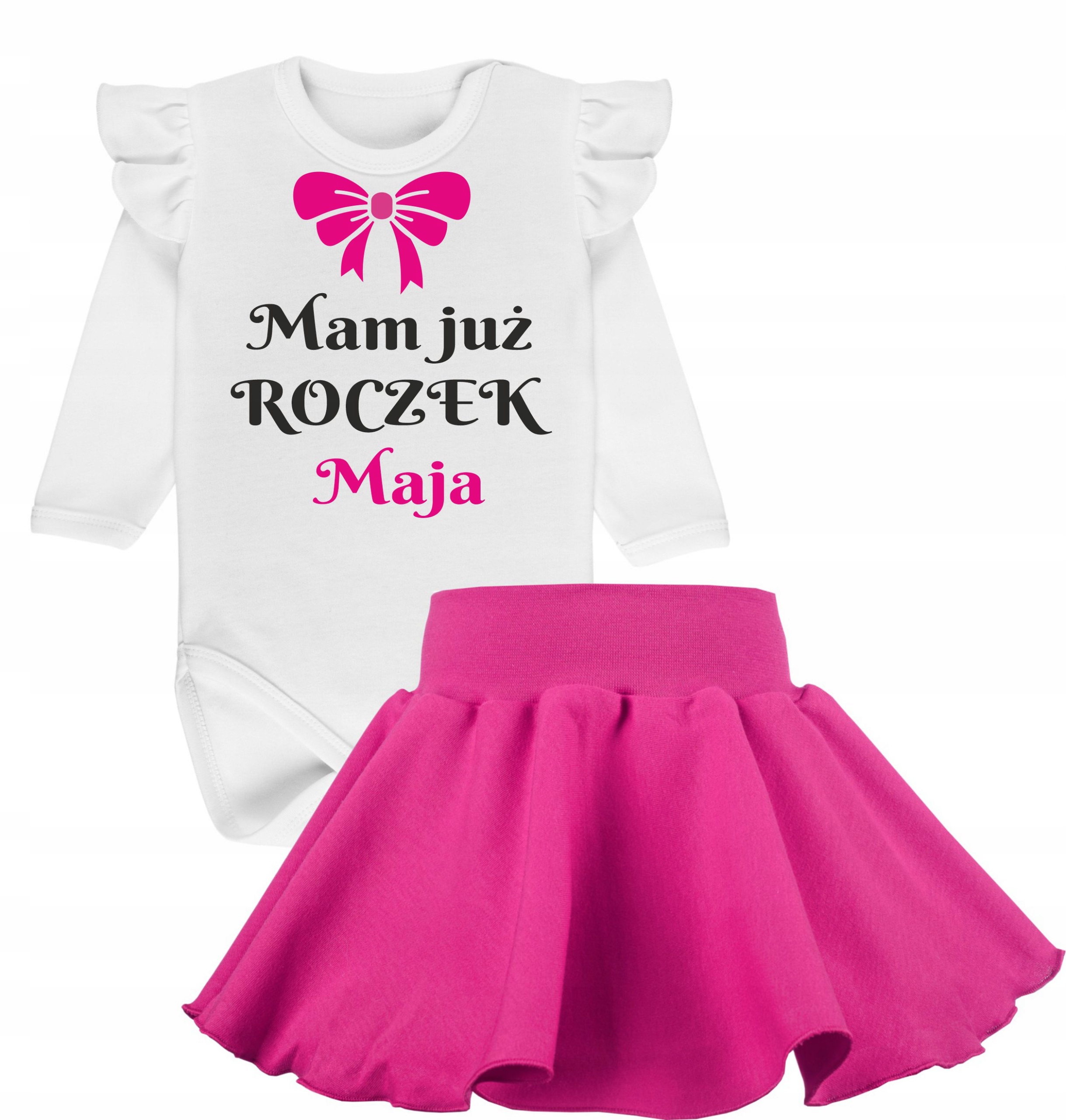 

Body z falbanką i spódniczka na roczek, urodziny