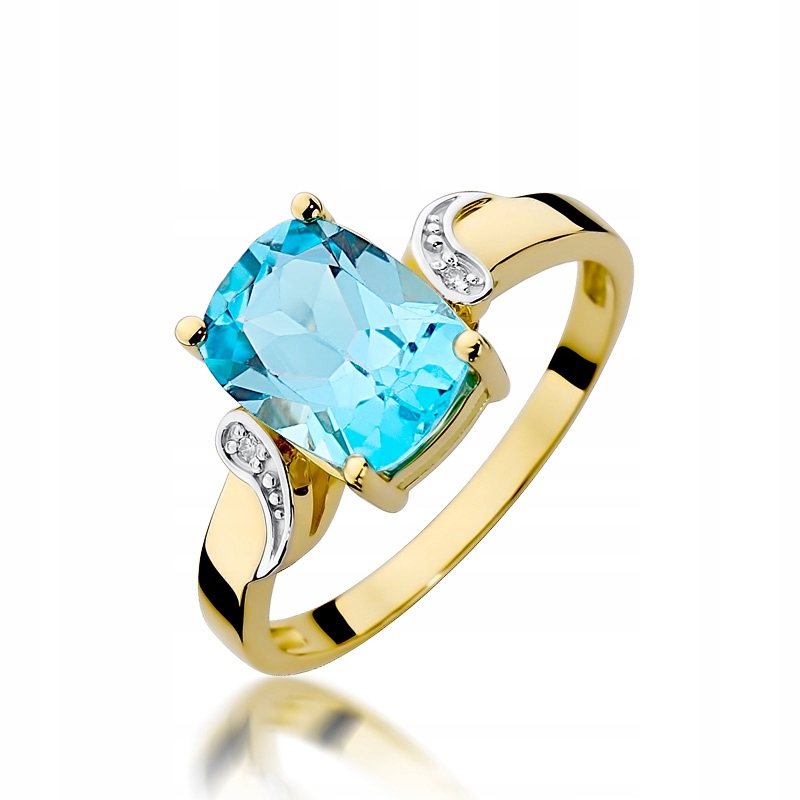 

Złoty Pierścionek pr585 Topaz Brylanty Grawer