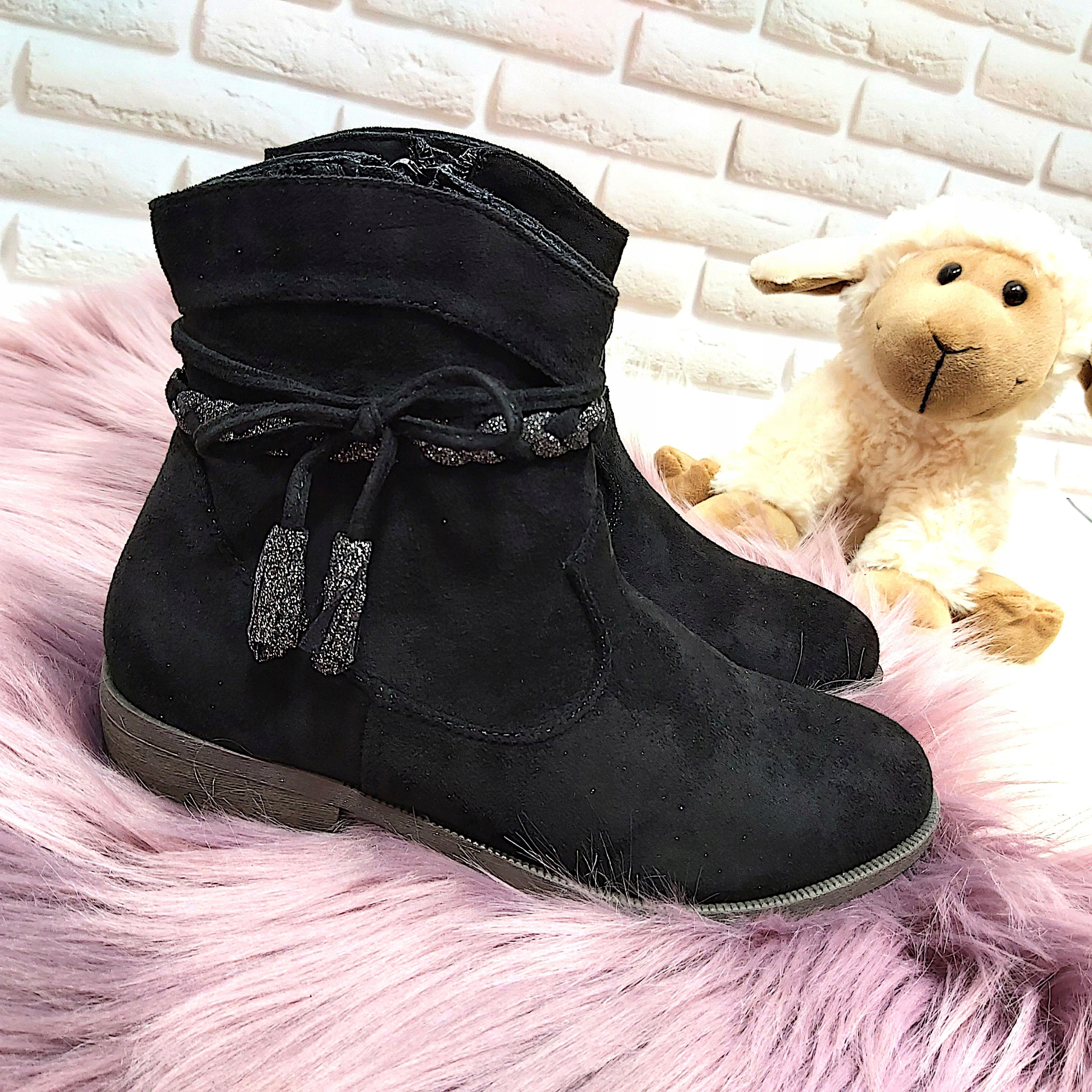 ELEGANCKIE SZTYBLETY DZIEWCZĘCE OCIEPLANE - rozm 34 Kod producenta 55-111L/BLACK