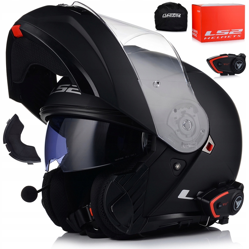 Motocyklová Prilba LS2 FF908, Čierna Matná Interkom Vito Bluetooth