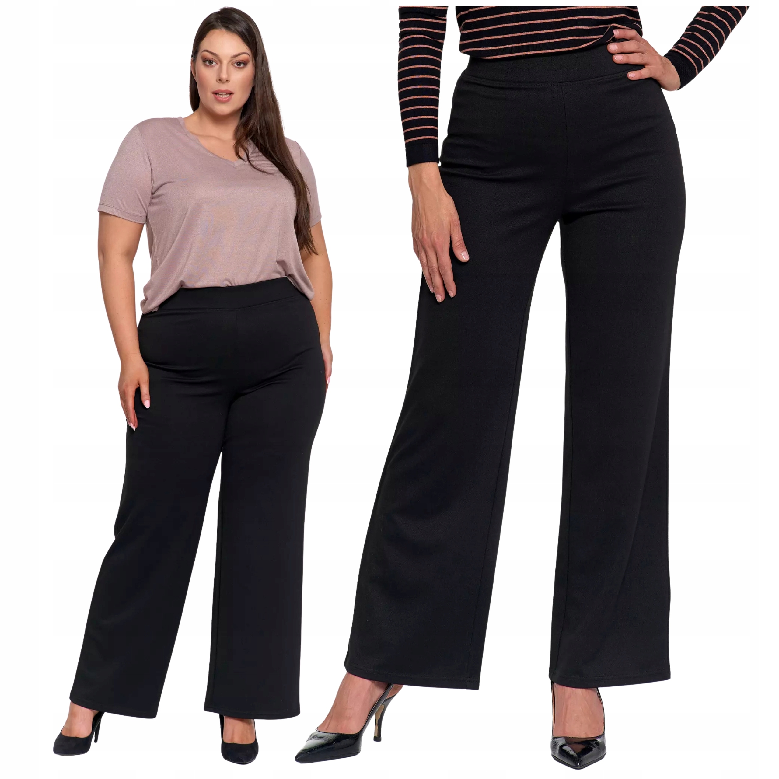 KLASYCZNE SPODNIE DAMSKIE WYSOKI STAN I PROSTA NOGAWKA ELEGANCKIE MORAJ XXL