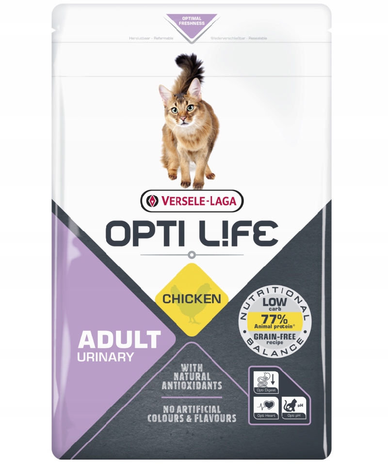 Levně Versele-laga Opti Life Cat Adult Urinary Chicken 2,5 kg Krmivo pro dospělé kočky s kuřecím masem, pro zdravé močové cesty
