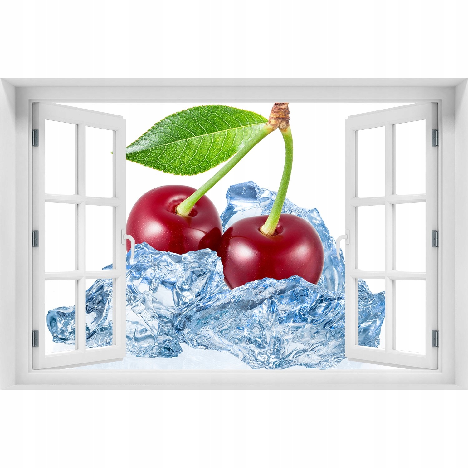 

3D Okno Naklejka ścienna Wiśnia z lodem 150x100