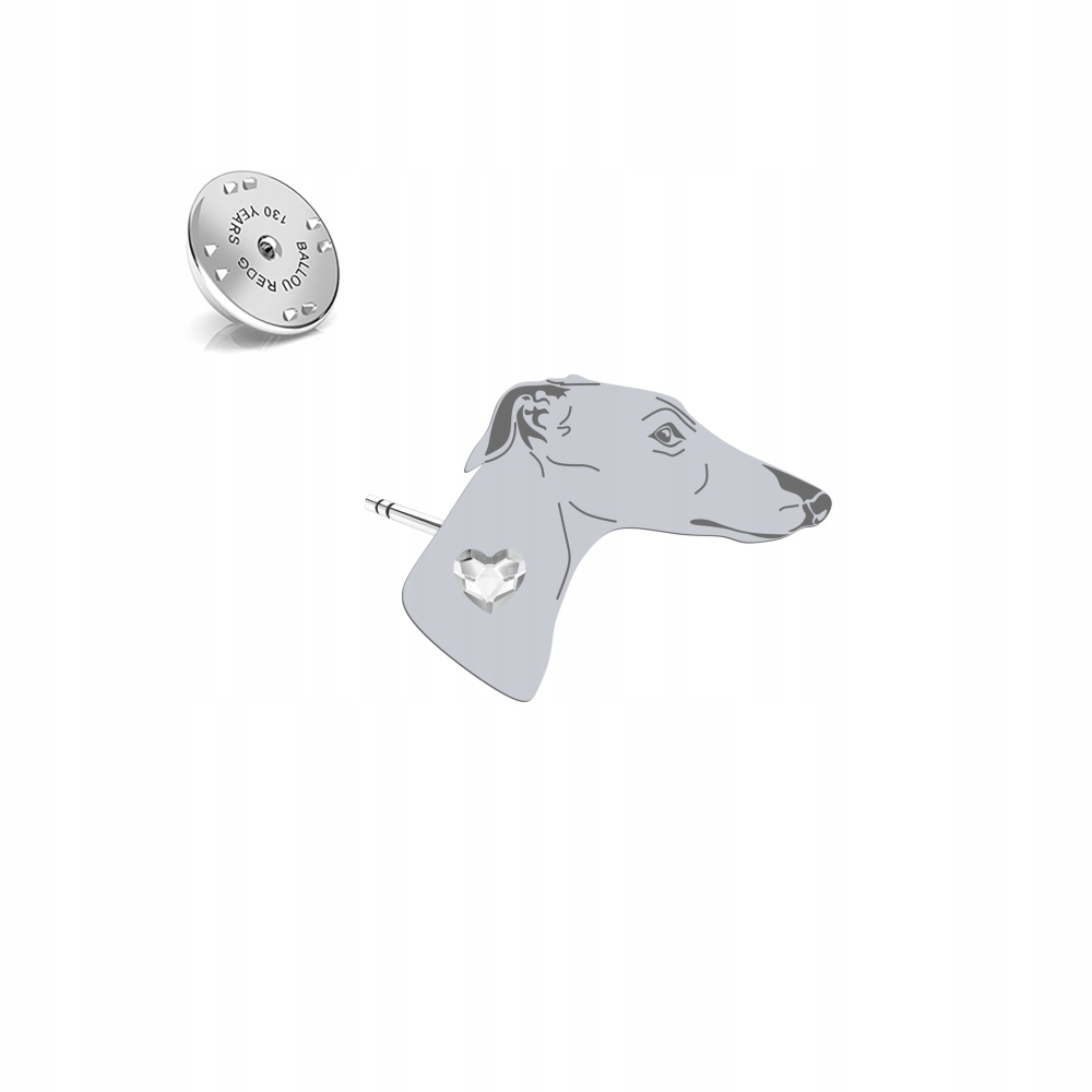 Španělský chrt Odznak Pin Stříbro925 Šperky Dárek Dedikace Bonus