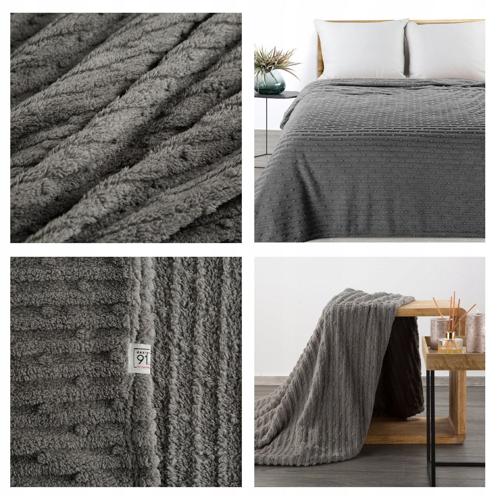 NARZUTA NA KANAPĘ 150X200 KOC 3D Miękki PLUSZOWY Eurofirany Premium KOLORY Długość 200 cm