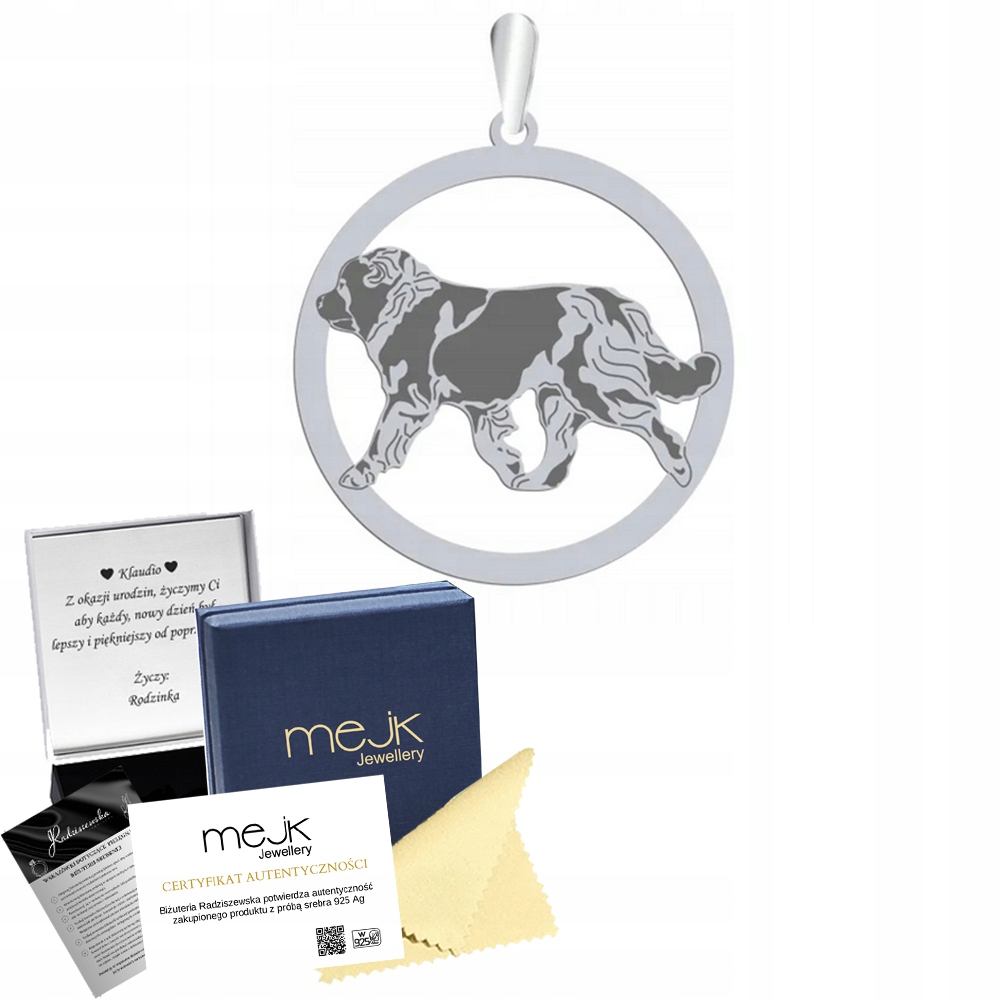 Stříbrný přívěsek s psem Kavkazský ovčák 925 Dárek Žena Gravírování