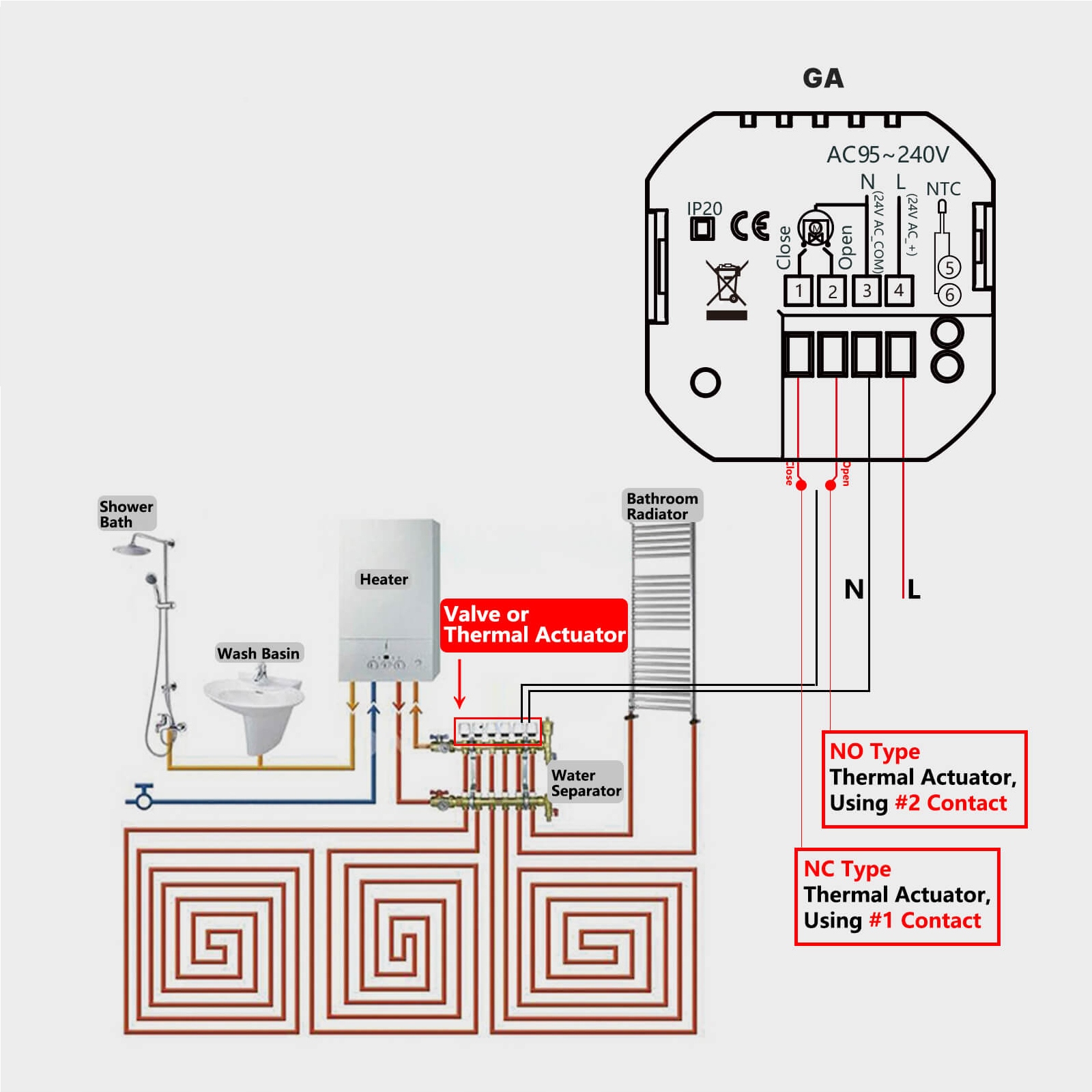 Termostat Smart Pokrętło WIFI wodne ogrzewanie podłogowea 3A czarny GA Kod producenta 4365875325884