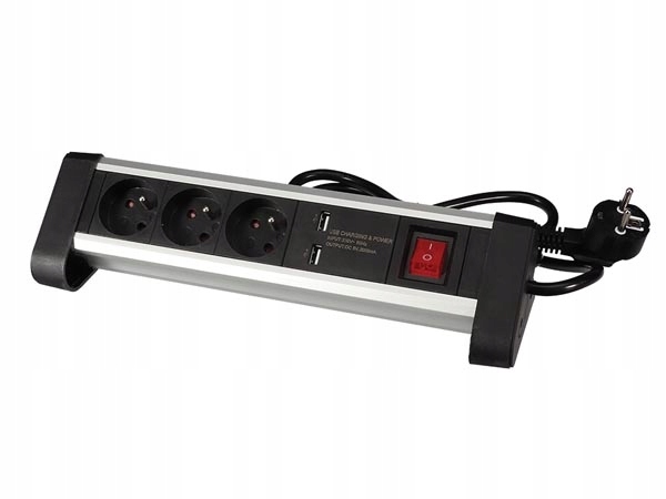 

Biurkowa listwa zasilająca z 3 gniazdami 2x Usb