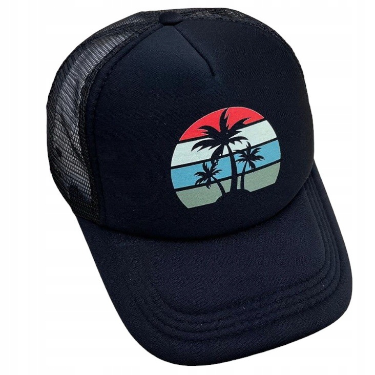 CZAPKA Z DASZKIEM CZARNA BEJSBOLÓWKA PALMY Siatka Siateczkowa