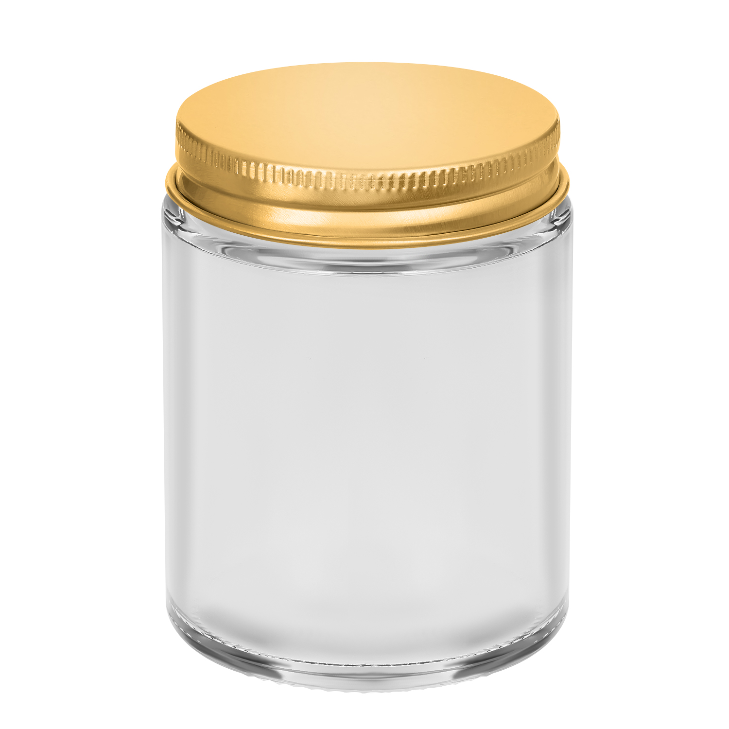 Sklenička na svíčky transparent 150 ml se zlatým hliníkovým uzávěrem 105 ks