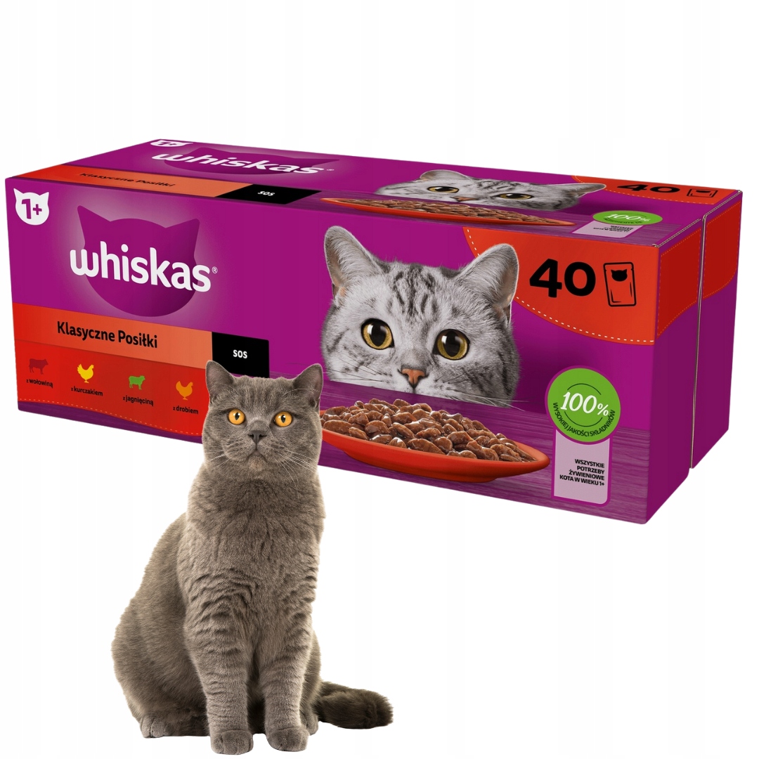 Levně Whiskas Krmivo Pro Kočky Hovězí Kuřecí Jehněčí Drůbež V Omáčce 40X85 G