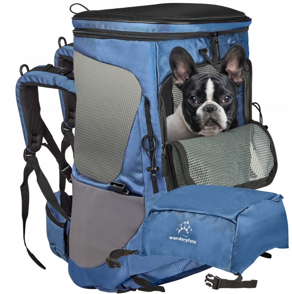 Levně Batoh pro psa Wanderpfote M modrý, 40 x 29 cm