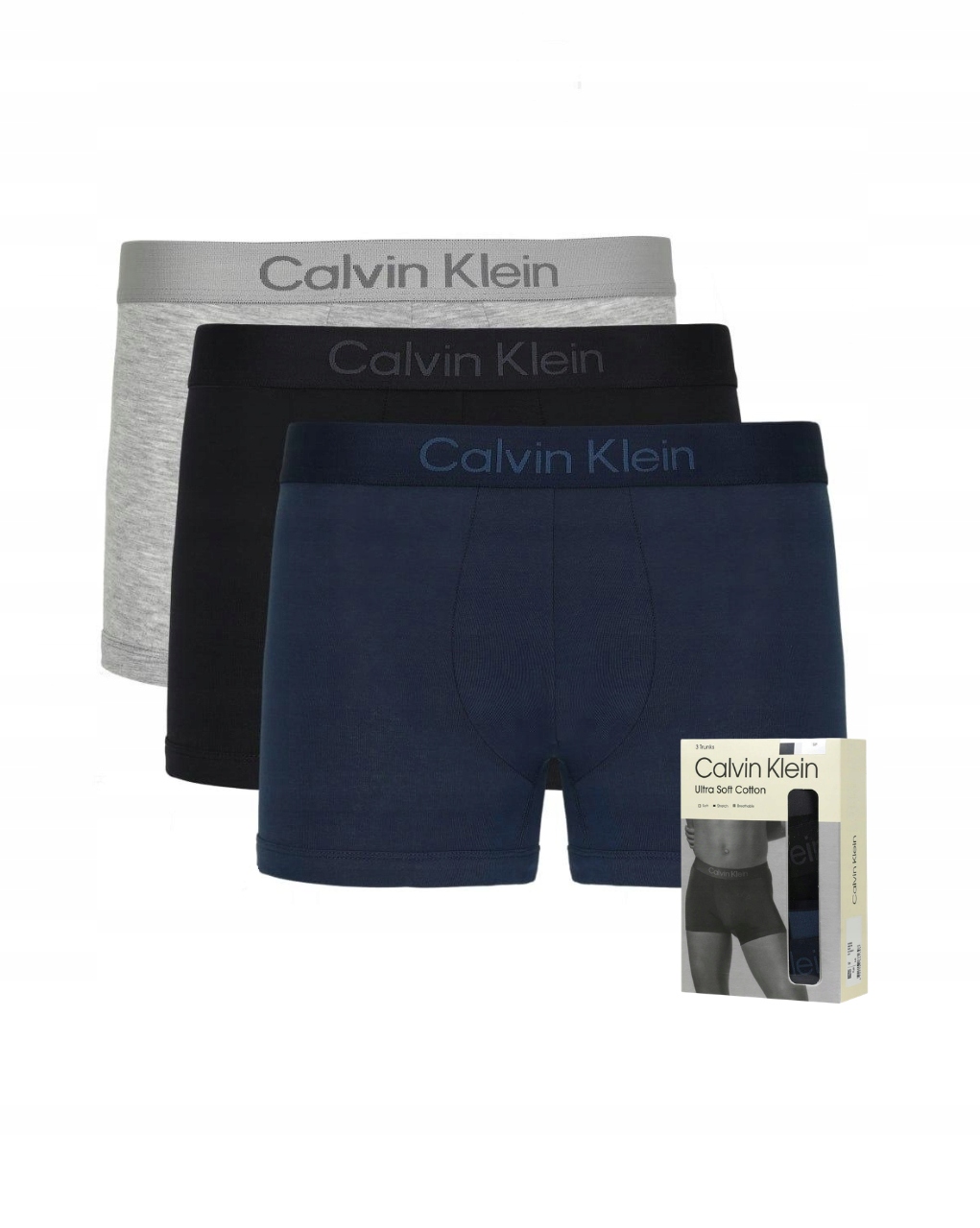 Calvin Klein Ultra Soft Cotton Spodní Prádlo Boxerky (3 Páry) černá/obloha/šedá vel.