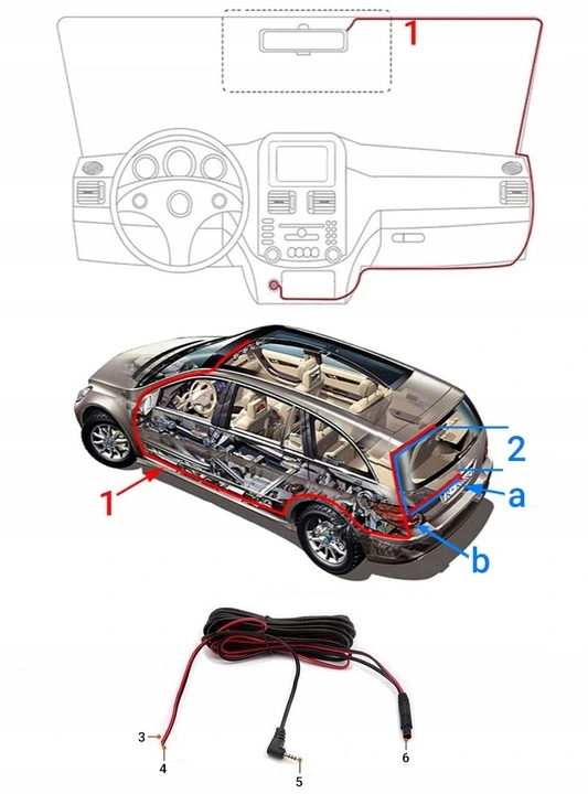 REJESTRATOR JAZDY SLIM KAMERA tyl w RAMCE 16GB Ports AV memory card reader miniUSB
