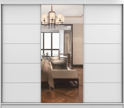 Szafa Przesuwna IDEA 200 LUSTRO PÓŁKI SZUFLADY garderoba PRO+ Szerokość mebla 203 cm