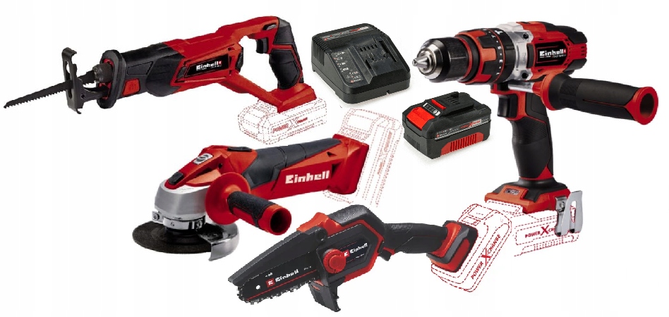 Einhell Zestaw Elektronarzędzi Szlifierka Wkrętarka 18V 4AH I Inne Piła
