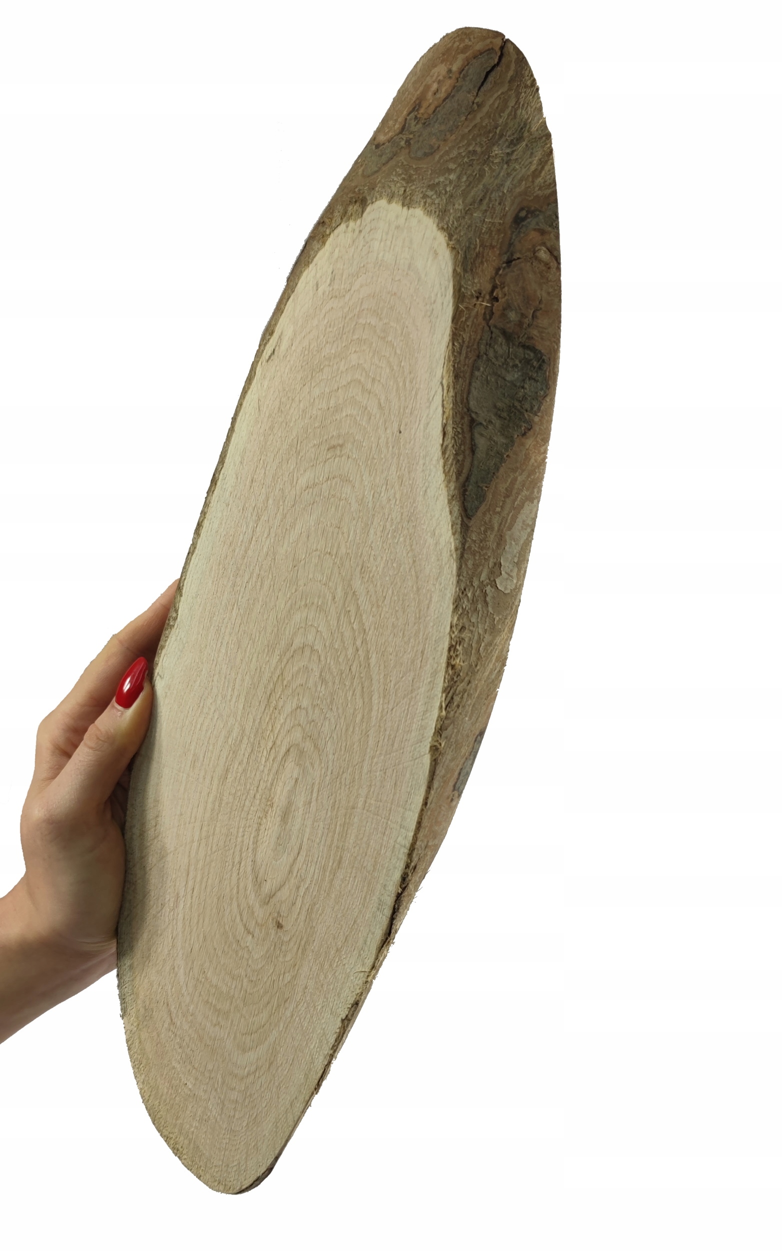 Plaster Drewna Dębowy Eliptyczny Skośny Dąb Dł 35-40 CM Taca Ozdobna Z Korą