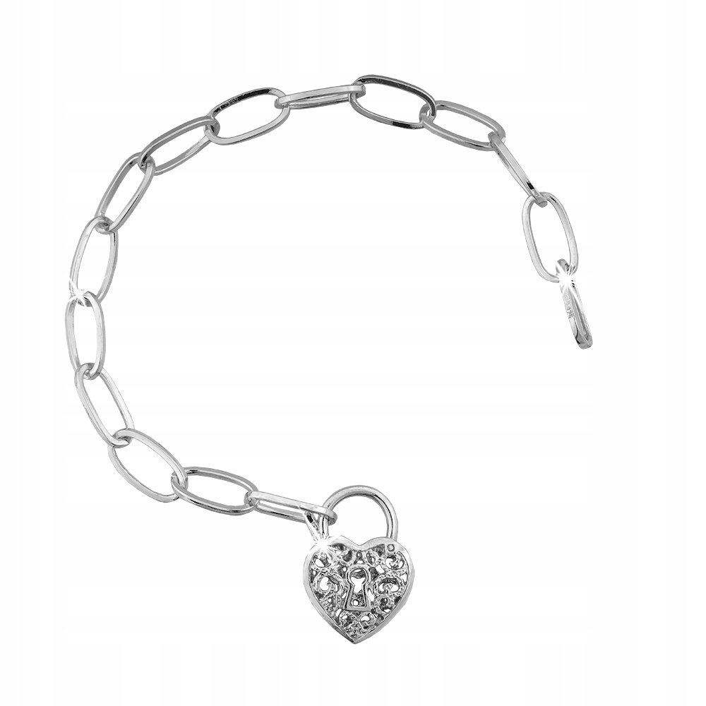 Stříbrný náramek Klíčenka-Srdce