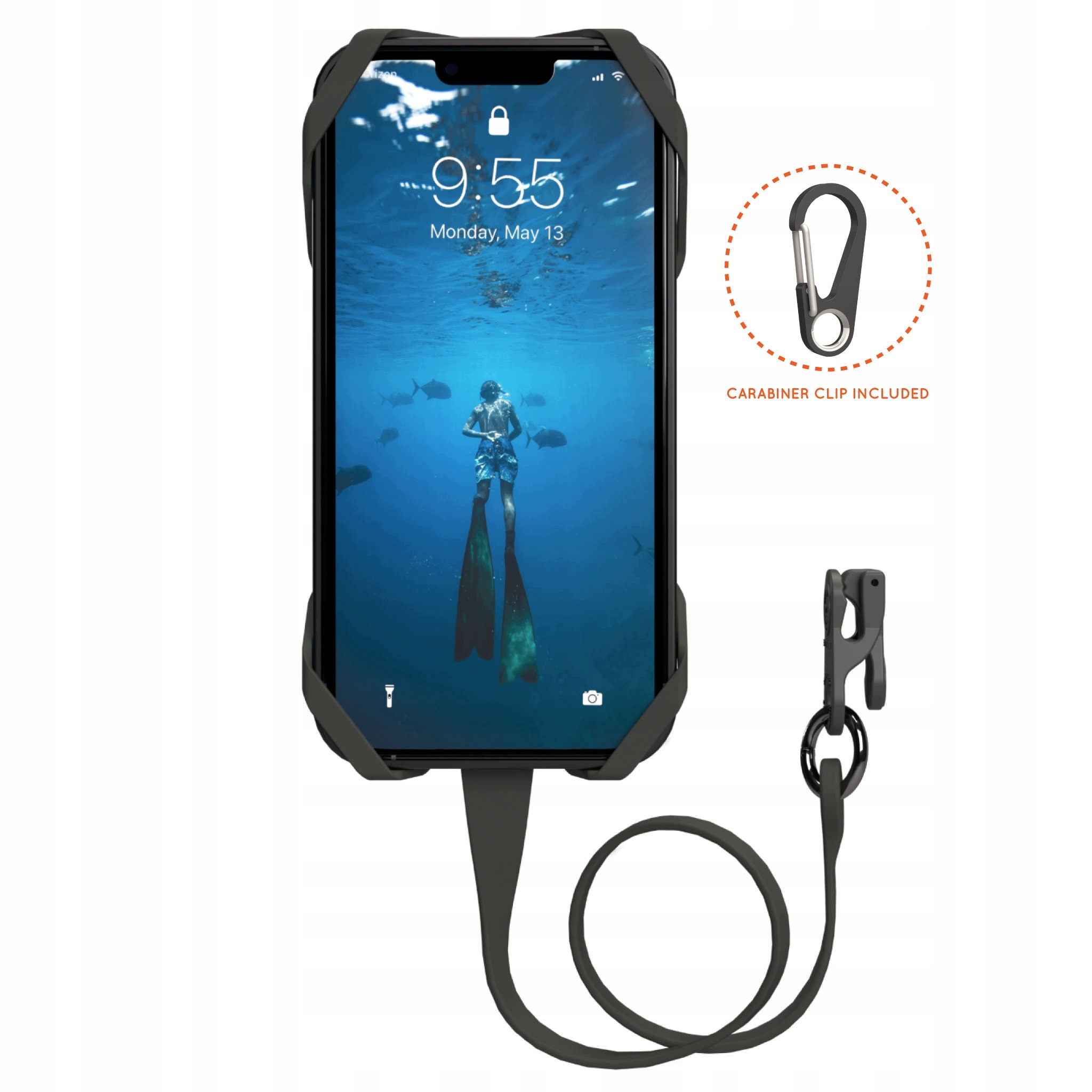 Šňůrka na telefon pro rybaření a k vodě Koala 2.0 šedá
